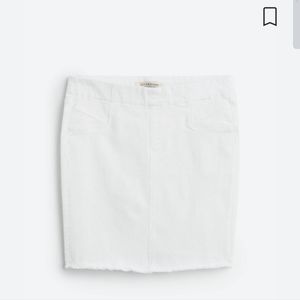 Liverpool Plus Size White Denim Pull On Frayed Hem Skirt, XL, With Stretch